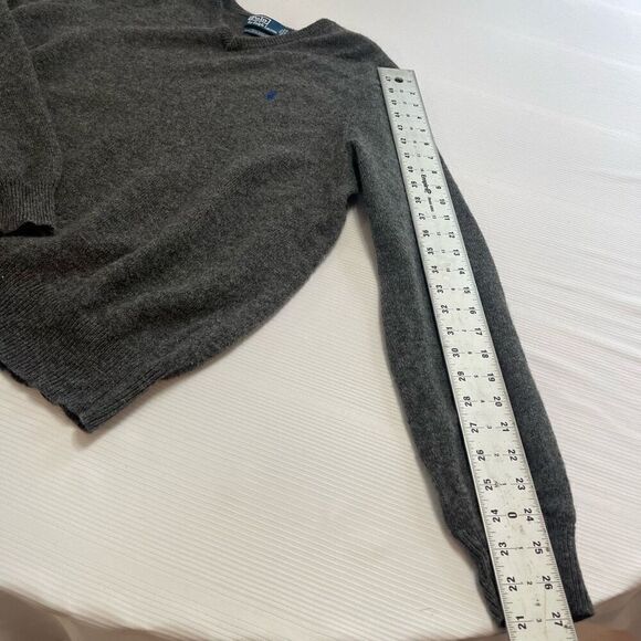 Polo Ralph Lauren Vintage Grey Lambswool V Neck Sweater Size Large - Picture 5 of 9